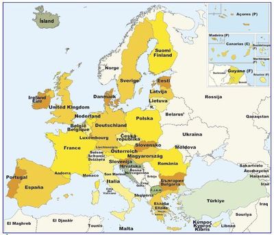 En gris, pays en cours de négociation en vue d'intégrée l'Union européenne (c) Europa En gris, pays en cours de négociation en vue d'intégrée l'Union européenne (c) Europa