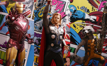 Iron Man, Thor et Rocket Raccoon. Photo © Audrey Pariès Iron Man, Thor et Rocket Raccoon. Photo © Audrey Pariès