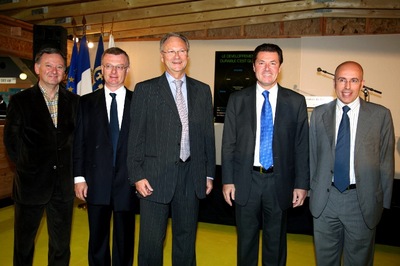 De gauche à droite sur la photo : MM. Rudy Salles, Louis Baume, Jacques Kotler, Christian Estrosi, Eric Ciotti.