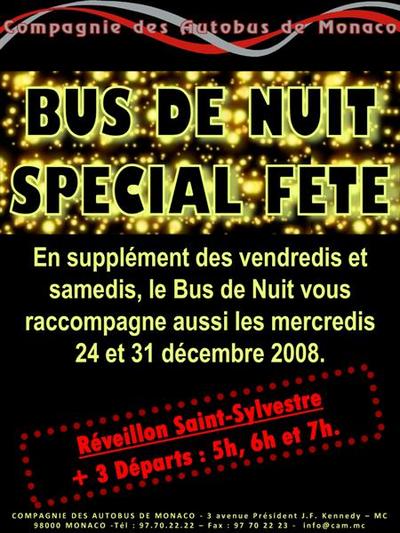 Monaco: Service de nuit des autobus pour la St Sylvestre