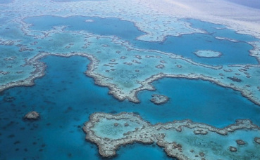 Photo aérienne de la Grande Barrière de corail située au large de l'Australie. Image du domaine public