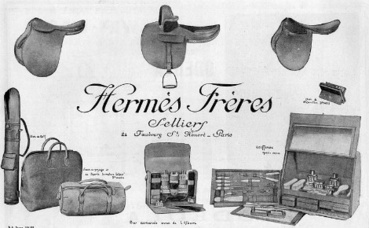 Publicité de 1923 du maroquinier Hermès. Image du domaine public. Publicité de 1923 du maroquinier Hermès. Image du domaine public.