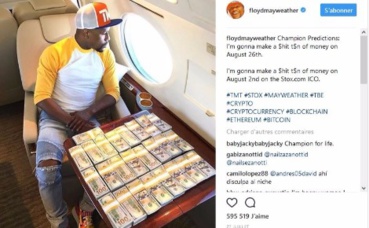 Photo publiée sur le compte Instagram de Mayweather, vainqueur du match du siècle Photo publiée sur le compte Instagram de Mayweather, vainqueur du match du siècle