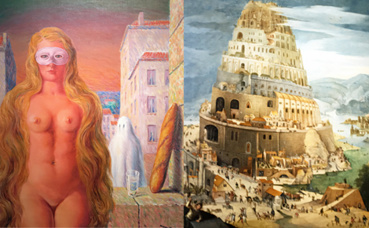 René Magritte et Abel Grimmer. Photo-montage (c) Charlotte Service-Longépé René Magritte et Abel Grimmer. Photo-montage (c) Charlotte Service-Longépé