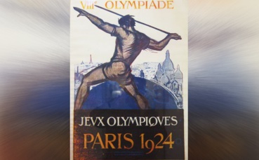 Au centre: une des affiches des JO 1924. Image du domaine public