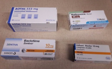 Quelques uns des médicaments pour lutter contre les addictions. photo prise par l'auteur