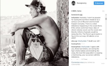 Kelly s'exprime via le compte Instagram de Jérémy Florès au sujet de la régulation des requins sur l'île de la Réunion