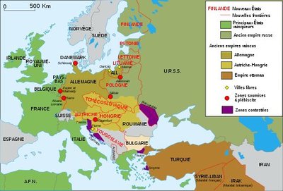 Les nouvelles frontières de l'Europe après les traités de paix (DR)