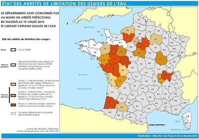 SECHERESSE: Les mesures de restriction dans les départements français