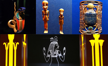 Exposition L'or des Pharaons, détails. Photos Montage (c) Charlotte Service-Longépé