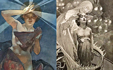 "L'étoile du matin" (1902) et "7e page allégorique du Pater" (1899). Photos et montage (c) Charlotte Service-Longépé "L'étoile du matin" (1902) et "7e page allégorique du Pater" (1899). Photos et montage (c) Charlotte Service-Longépé