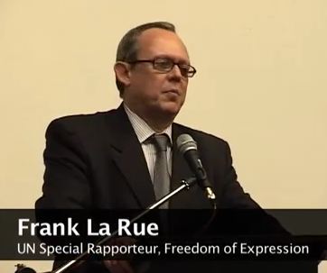 Frank La Rue. Photo extraite de la vidéo de sa dernière intervention sur le thème de la liberté de presse, en Hongrie (c) CEU Hungary
