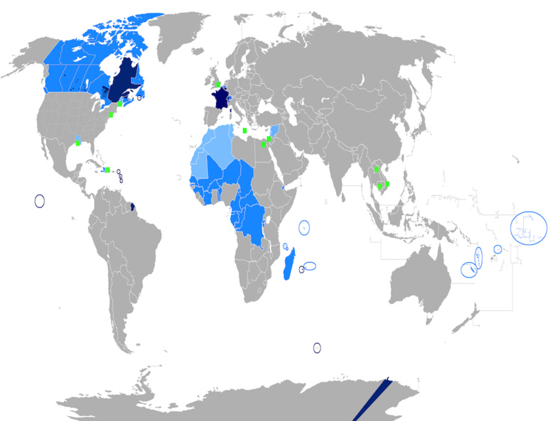 Pays francophones dans le monde (C) Wikipedia