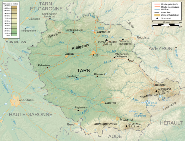 Carte de la région du Tarn (c) Wikimédia Carte de la région du Tarn (c) Wikimédia