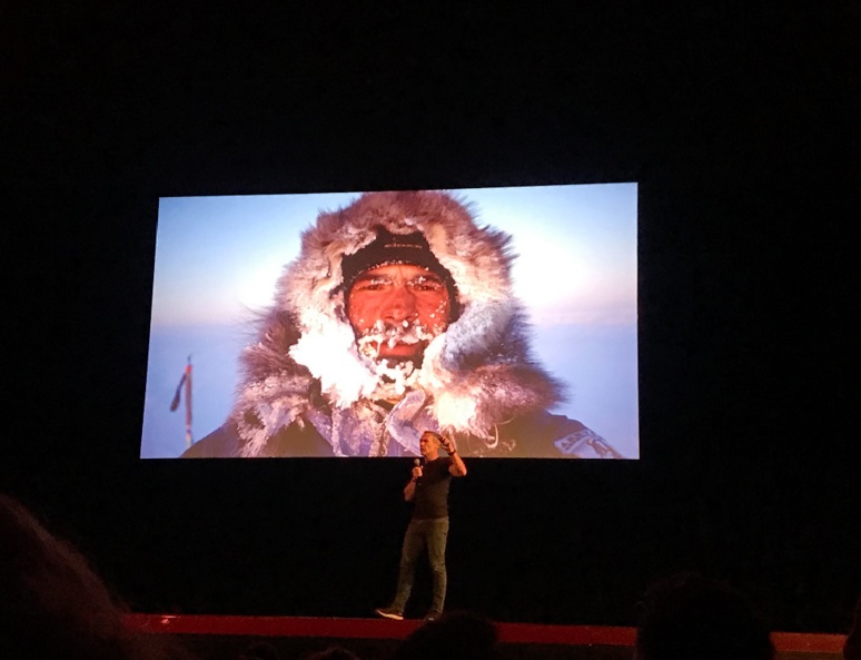 Mike Horn, lors d'une de ses conférences à Paris le 7 avril 2019. Photo (c) Anne-Sophie Leroy Mike Horn, lors d'une de ses conférences à Paris le 7 avril 2019. Photo (c) Anne-Sophie Leroy