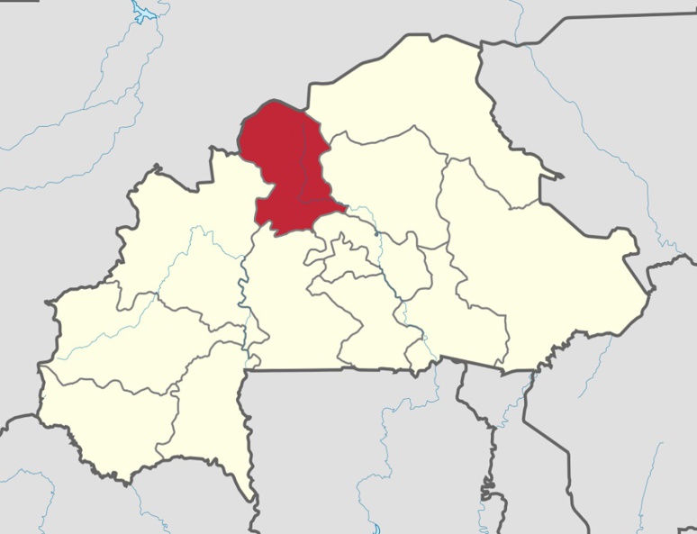 La région du Nord (zone rouge ) au Burkina. (c) Wikipedia