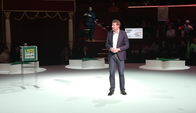 Yannick Jadot en meeting le 21 mai 2019 au Cirque d'hiver. Photo (c) Isabelle Lépine Yannick Jadot en meeting le 21 mai 2019 au Cirque d'hiver. Photo (c) Isabelle Lépine