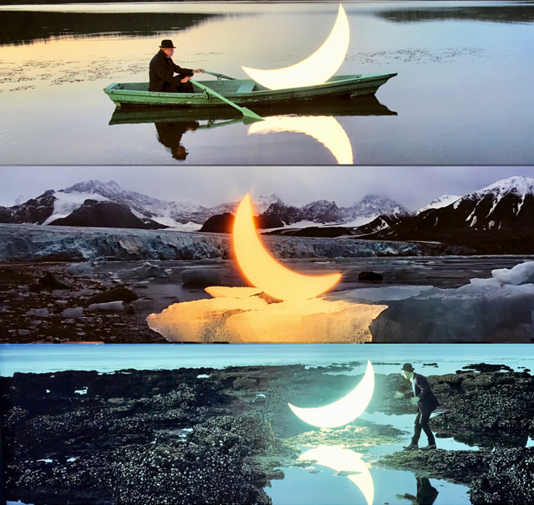 Private Moon, 2003-2017, Leonid Tishov (pléxiglass et caissons lumineux). Photo montage (c) Charlotte Longépé.