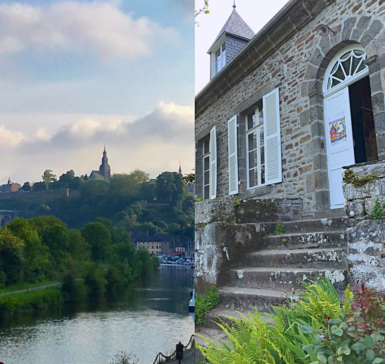 La Vallée de la Rance avec au loin Dinan; l'entrée de la Grande Vigne, maison d'Yvonne Jean-Haffen. Photo montage (c) Charlotte Longépé La Vallée de la Rance avec au loin Dinan; l'entrée de la Grande Vigne, maison d'Yvonne Jean-Haffen. Photo montage (c) Charlotte Longépé
