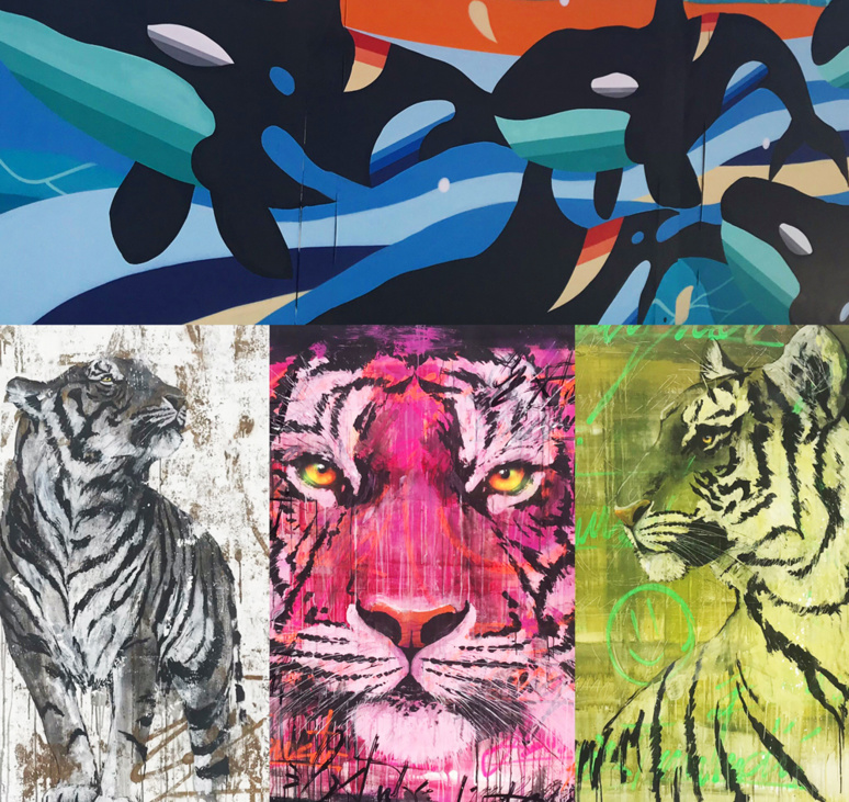 Oeuvres de Sabek (Espagne) et Dario Vella (Italie) graffées pour l'UPAW 2019. Photo montage (c) Charlotte Longépé. Oeuvres de Sabek (Espagne) et Dario Vella (Italie) graffées pour l'UPAW 2019. Photo montage (c) Charlotte Longépé.