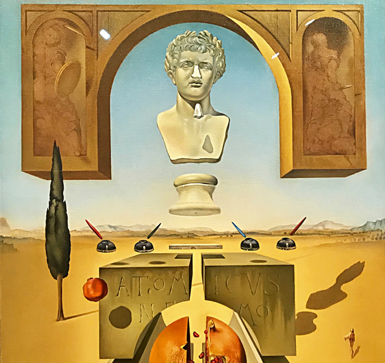 Dématérialisation près du nez de Néron, huile sur toile 1947. Photos montage (c) Charlotte Longépé. Dématérialisation près du nez de Néron, huile sur toile 1947. Photos montage (c) Charlotte Longépé.