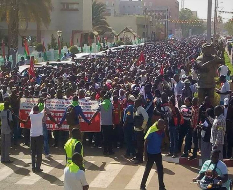 Les enseignants dans la rue en janvier 2018. (c) A.Tapsoba Les enseignants dans la rue en janvier 2018. (c) A.Tapsoba