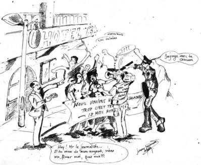 Caricature d'une illustration de la condition dans laquelle un journaliste congolais travaille à nos jours (c) Blaise Sanyila - Jimmy Bisimwa
