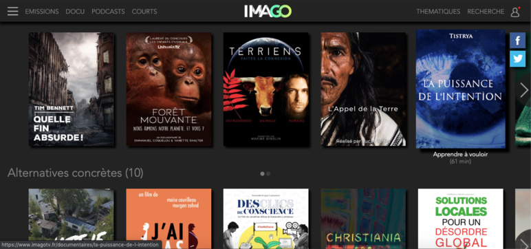 Site web de la plateforme Imago TV (c) Imago TV