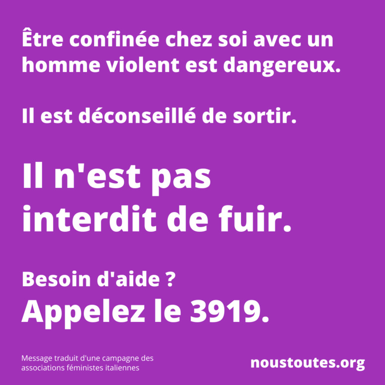 Post de intsagram #NousToutes au début du confinement (c) #NousToutes Post de intsagram #NousToutes au début du confinement (c) #NousToutes