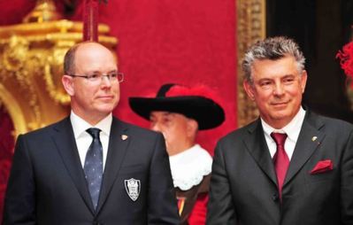 H.S.H. Prince Albert II of Monaco and WOA President Joel Bouzou at the 2012 Olympians Gala. Photo (c) DR