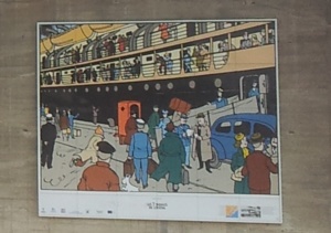 Symbole de Saint-Nazaire, les chantiers navals et le port de la ville apparaissent dans de nombreux films, livres et bandes dessinées. Près du port trônent des images de Tintin à Saint-Nazaire. Photo (c) Marie Dousset