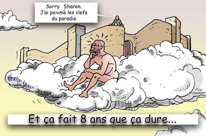 DESSIN DE PRESSE: Ariel Sharon coincé au purgatoire