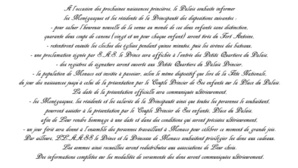 Message du Palais princier concernant les naissances princières Message du Palais princier concernant les naissances princières
