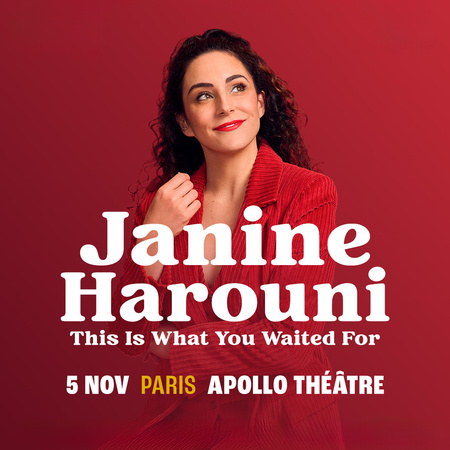 Janine Harouni à l'Apollo Théâtre à Paris avec son spectacle comique Janine Harouni à l'Apollo Théâtre à Paris avec son spectacle comique