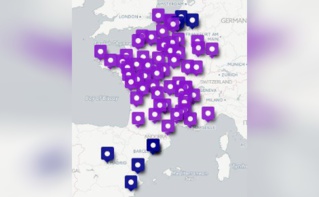 Carte des événements #NuitDebout organisés en France et ailleurs à partir du 9 avril 2016, publiée sur le compte Twitter du mouvement.