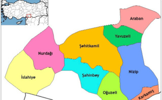 Province de Gaziantep, composée de 9 districts, dans le sud-est de la Turquie. Image du domaine public.