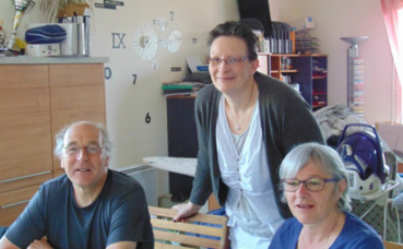 Anne Saudrais et deux hôtes belges, le 26 mai 2016. Photo: G.A.