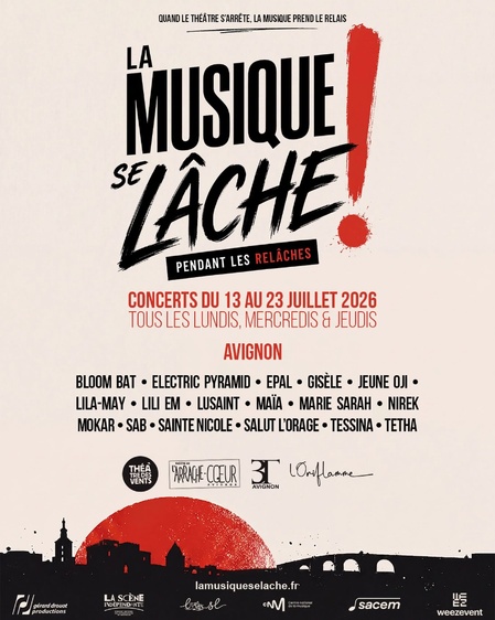 La Musique Se Lâche pendant les Relâches met à l'honneur les artistes émergents du 13 au 23 juillet 2026 La Musique Se Lâche pendant les Relâches met à l'honneur les artistes émergents du 13 au 23 juillet 2026