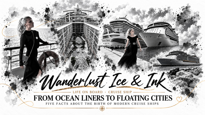 Wanderlust Ice & Ink — Life On Board Cruise Ship: From Ocean Liners to Floating Cities: Five Facts About the Birth of Modern Cruise Ships. (c) @sarahaerial.ice