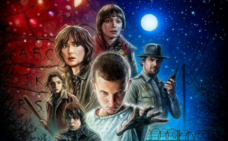 Image partielle de l'affiche de la série Stanger Things.
