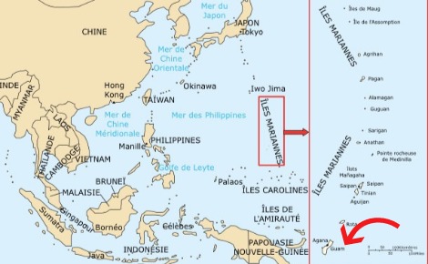 L'île de Guam sur la carte