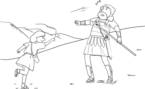 David contre Goliath. Illustration libre de droits.
