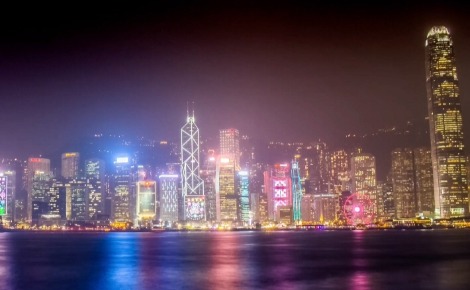 Vue du quartier d'affaire de Hong Kong depuis la baie. Photo prise par Tanguy Lepage.