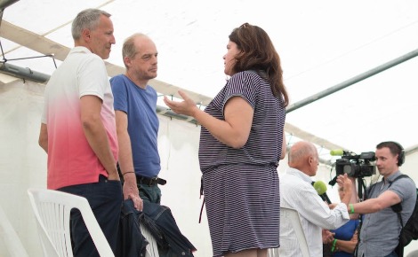 Fabrice Lhomme (2e à gauche) au Festival international de journalisme. Photo prise par l'auteur.