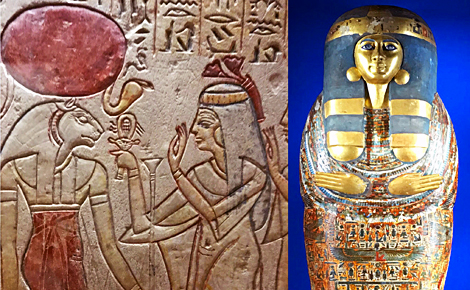 Les trésors de l'Egypte pharaonique, fresque et sarcophage. Photos Montage (c) Charlotte Service-Longépé