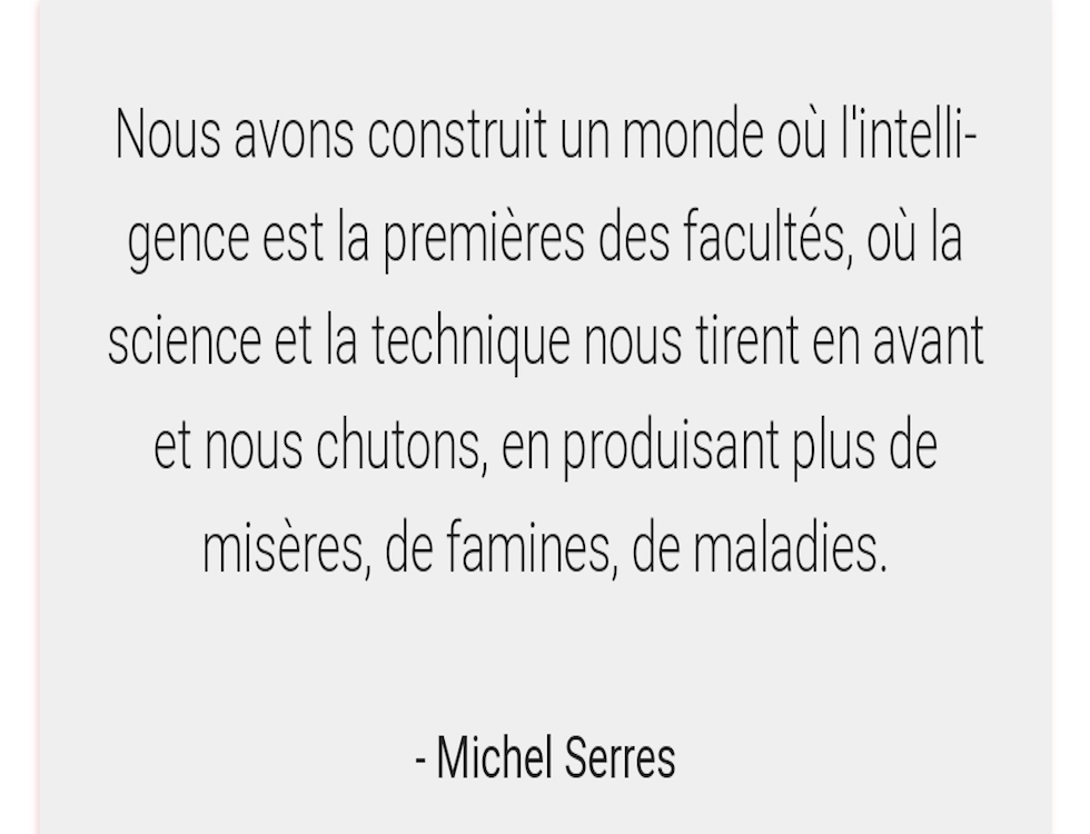 Citation marquante de Michel Serres (C) capture d'écran par Nour Mezouane