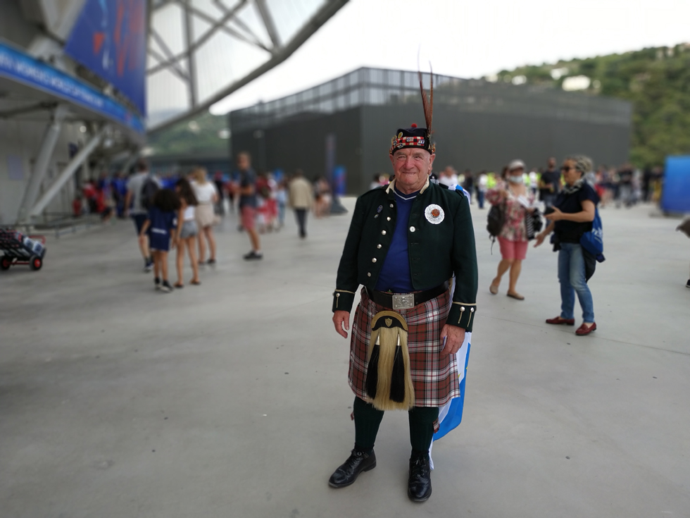 Festival de costume traditionnel des Highland en marge du match Écosse-Angleterre à Nice. Photo (c) Serge Gloumeaud