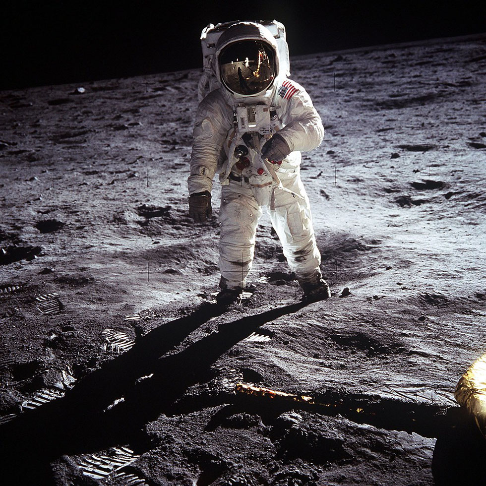 Buzz Aldrin sur la Lune. Photo (c) NASA Human Space Flight Gallery