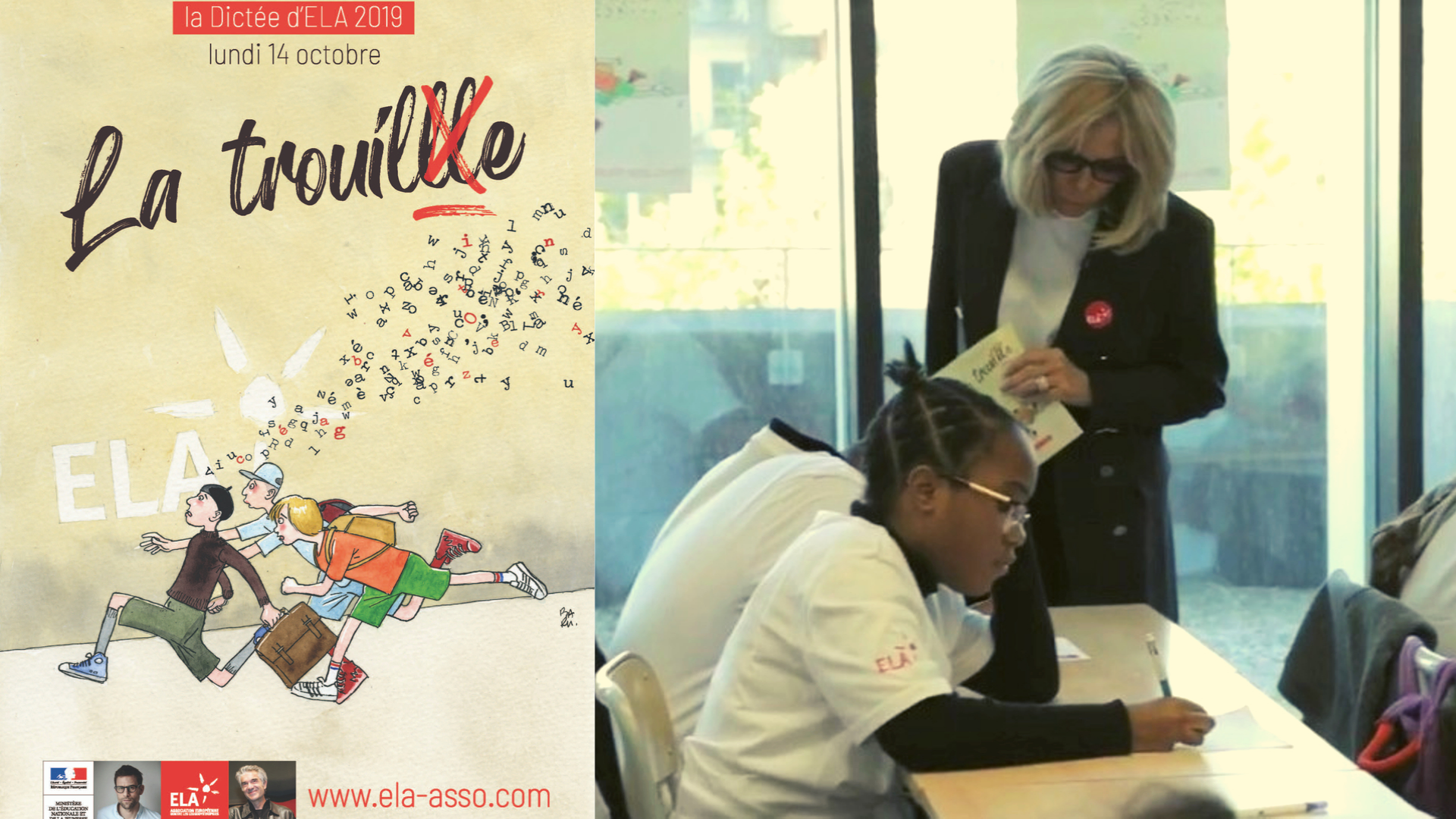 Au collège Suzanne Lacore à Paris, Brigitte Macron lit la dictée "la trouille" de Nicolas Mathieu, Prix Goncourt 2018, aux élèves de 6 ème © Nathalie Khâ