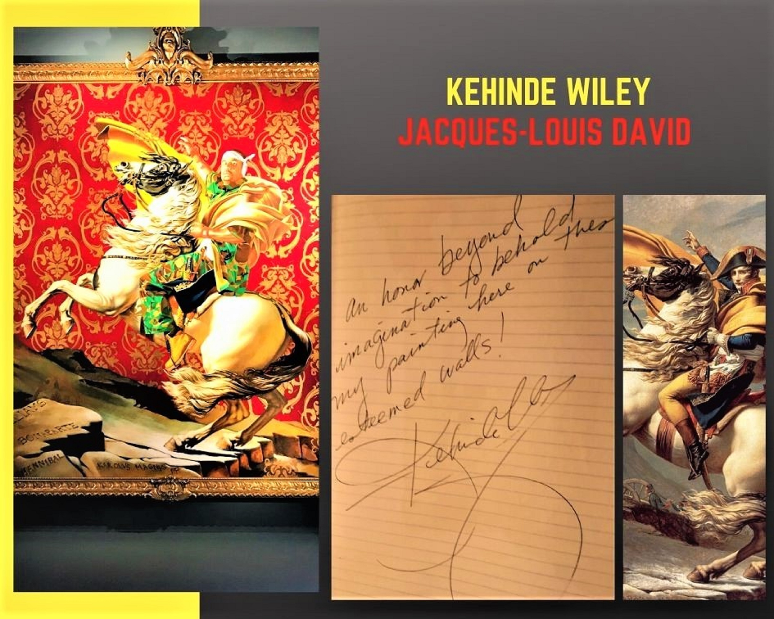 Bonaparte franchissant le Grand-Saint-Bernard de Kehinde Wiley et  de Jacques-Louis David © Nathalie khâ